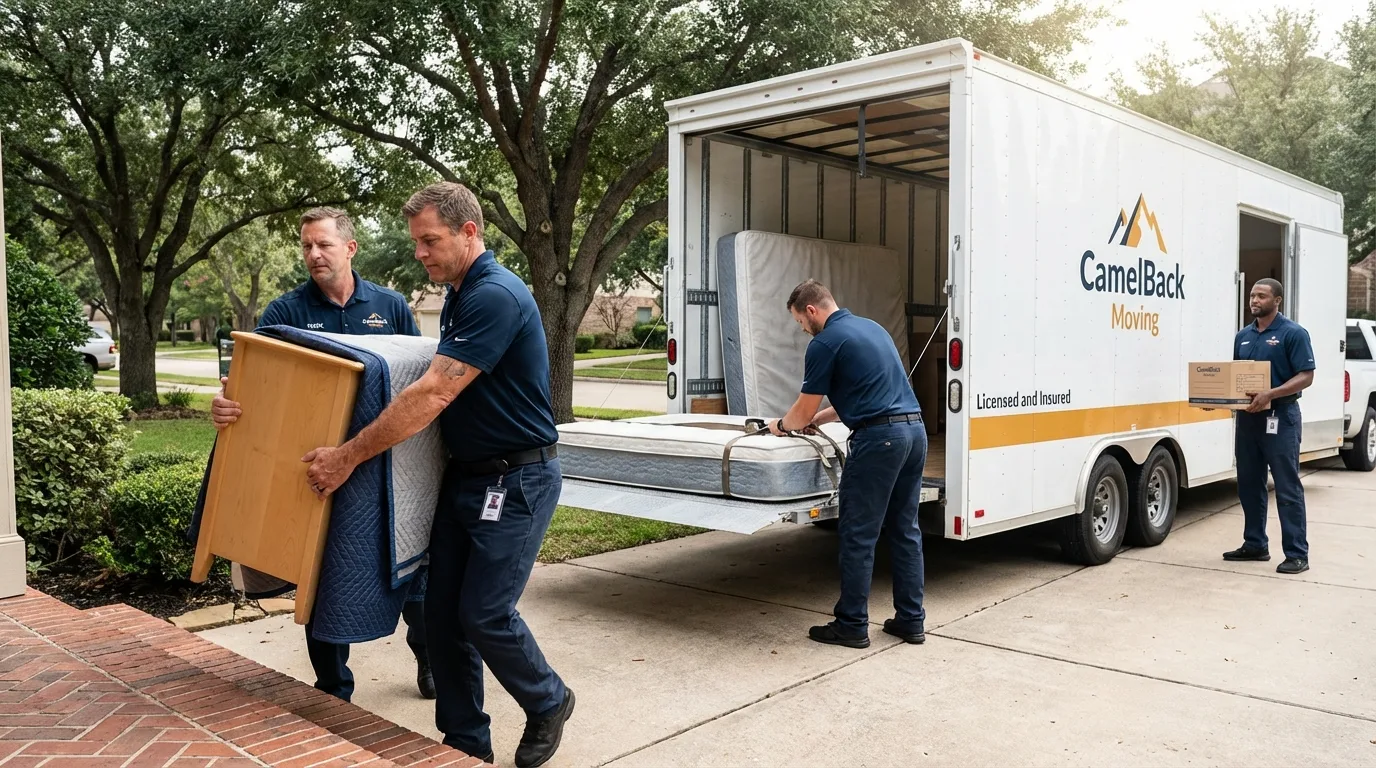 Crew loading residential truck for cross-state move from Friedensburg, PA