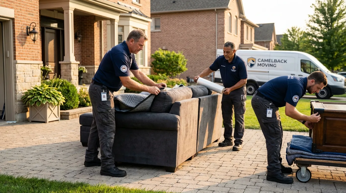 Large estate moving crew wrapping furniture in Friedensburg, PA