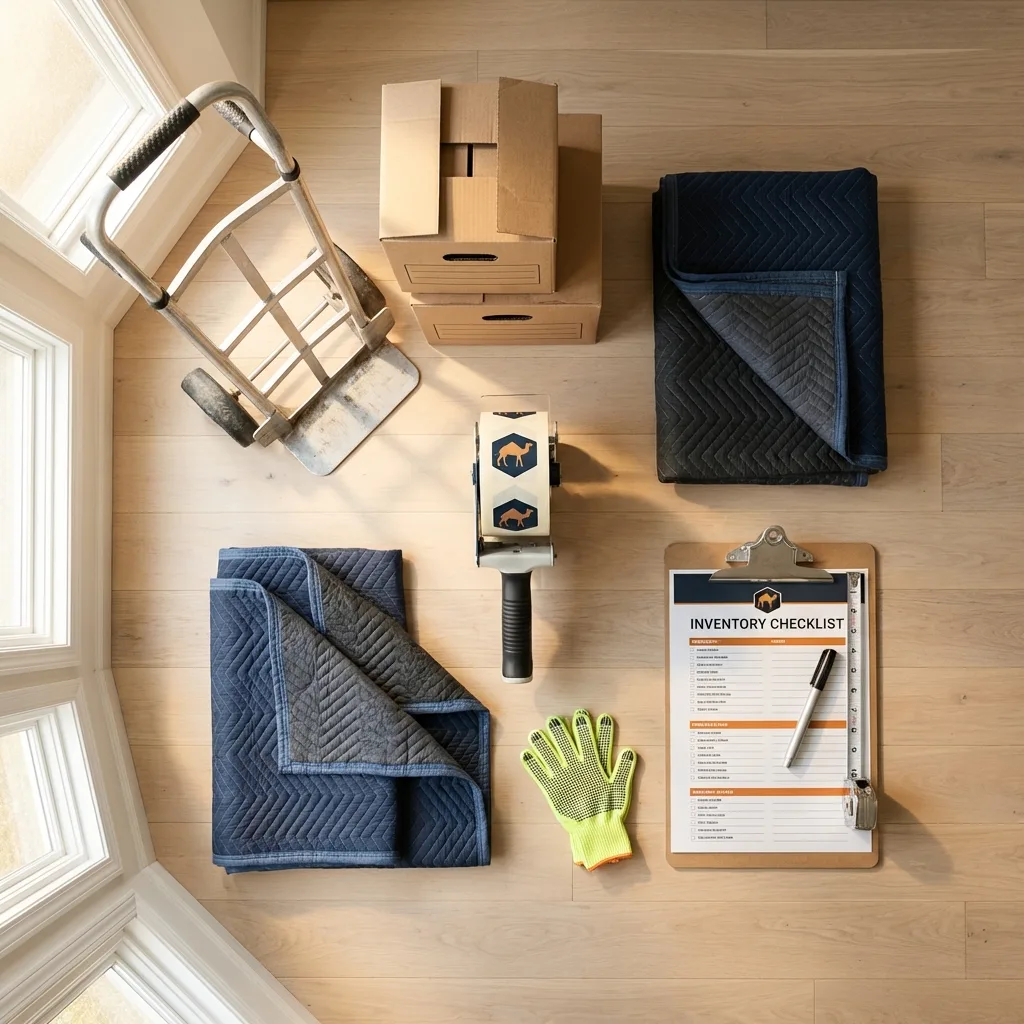 Professional moving supplies and packing materials layout for Friedensburg residential relocations